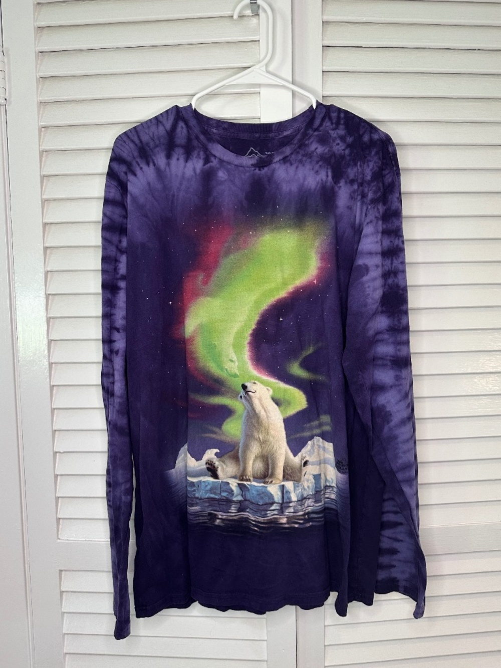 Mountain Evolution Size 2XL Purple Northern Lights Polar Bear Long Sleeve Shirt